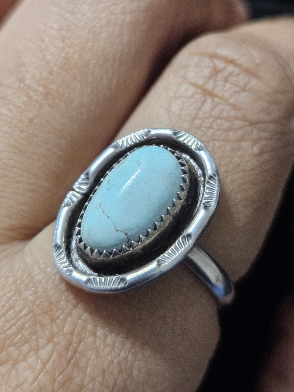 925S Turquoise Oval Ring - Blue Stone Women’s Jewelry
